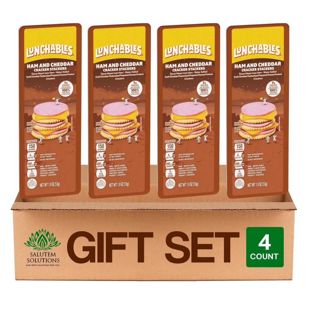 Salutem Vita Ham, Cheddar, and Crackers Snack Pack, 1.9 oz, Gift Set Pack of 4