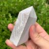 120g White Mexican Crazy Lace Agate Obelisk - Sacred Energy Tower with Hypnotic Patterns, Crystal Grid Amplifier & Luxury Altar Decor view 4