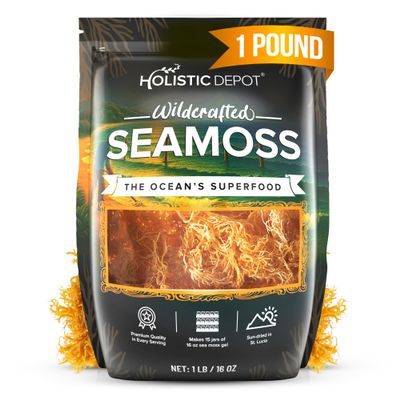 Irish Sea Moss 1 lb Wildcrafted | Raw Dried Sea Moss from St Lucia | Makes Up to 15 Jars Sea Moss Gel | Ocean Harvested
