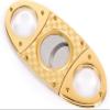 RUIXI Golden Checked Double Blades Stainless Steel Cigar Cutter view 1