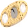 RUIXI Golden Checked Double Blades Stainless Steel Cigar Cutter view 2