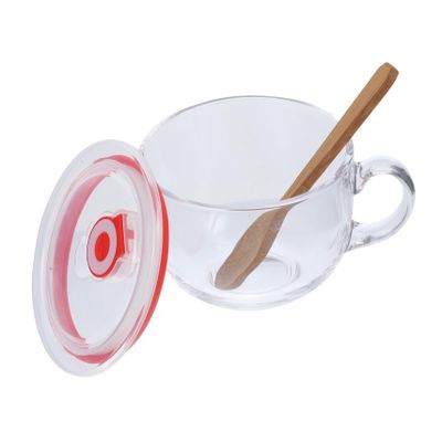 ELAYARD 1 Set Portable Oatmeal Cup with Lid Multi Purpose Breakfast Storage Mug for Home Use Glass Design for Tea Soda and Cocktails Stylish and Functional