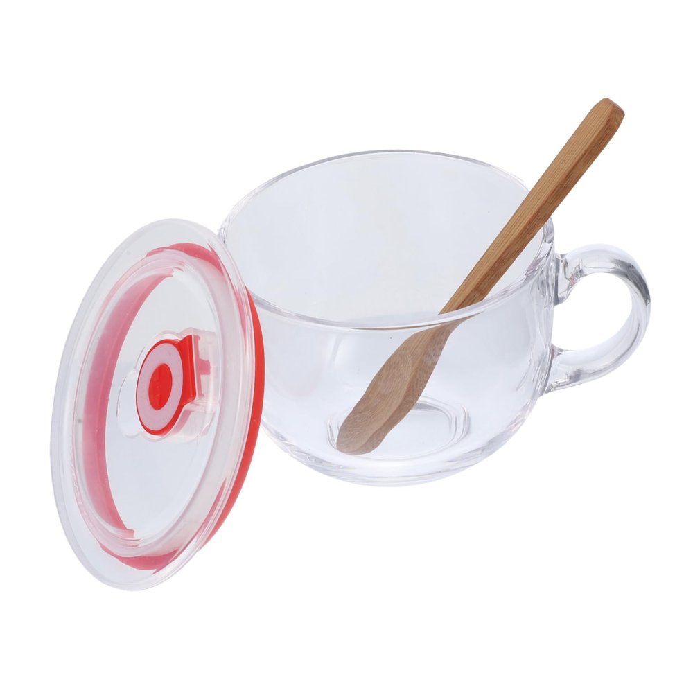 ELAYARD 1 Set Portable Oatmeal Cup with Lid Multi Purpose Breakfast Storage Mug for Home Use Glass Design for Tea Soda and Cocktails Stylish and Functional