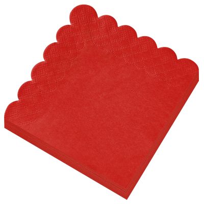 120 Pcs Red Scalloped Cocktail Napkins,2-Ply Red Disposable Beverage Party Napkins for Dinner Wedding Birthday Baby Shower