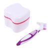 HOODANCOS Portable Retainer Care Kit Red Soaking Cup with Cleaner Brush for False Teeth Storage Lightweight Travel Friendly Design Sealed for Cleanliness and Easy Maintenance view 1