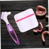 HOODANCOS Portable Retainer Care Kit Red Soaking Cup with Cleaner Brush for False Teeth Storage Lightweight Travel Friendly Design Sealed for Cleanliness and Easy Maintenance view 4