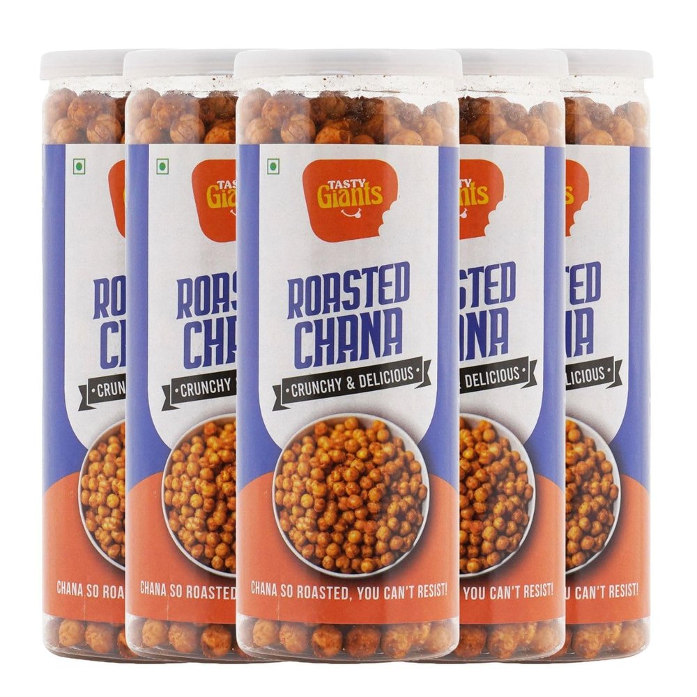 Tasty Giants Roasted Chana, Oil Free, Gluten Free, Masala Flavored Protein Snacks, 650 Grams Pack of 2