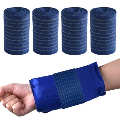 4-Pack Ice Pack Strap,Stretchable- 35.5"x3" Adjustable Hook and Loop Elastic Holder & Resuable Extender Belt for Secure Ice Pack Wrap, Blue