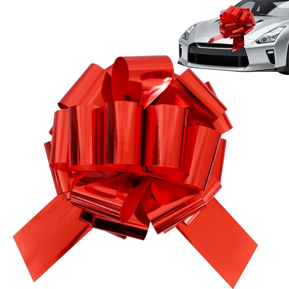 TONIFUL 20 Inch Red Large Bow Giant Big Pull Bow for Car, Bikes, Table, Big Toys, Applicants, Front Door Decor, Gift Wrapping, Christmas Tree & Party Decoration