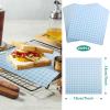GeeRic Memorial Day Waxed Deli Paper Sheets for Food Wrapping, 7 * 7 Inch 200 Pcs Food Basket Liners for Sandwiches Out Dining Picnics Party Wrap Sheets Checkered Blue view 2