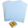 GeeRic Memorial Day Waxed Deli Paper Sheets for Food, 7 * 7 Inch 100 Pcs Food Basket Liners for Sandwiches Out Dining Picnics Party Wrap Sheets Checkered Blue view 1