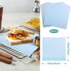 GeeRic Memorial Day Waxed Deli Paper Sheets for Food, 7 * 7 Inch 100 Pcs Food Basket Liners for Sandwiches Out Dining Picnics Party Wrap Sheets Checkered Blue view 2