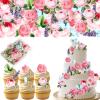100Pcs Edible Flowers Cake Decorations - Wafer Paper Edible Flowers & Butterflies & Leaves Cupcake Toppers, Flower Cupcake Toppers for Wedding Birthday Baby Shower Party Cake Decorating view 1