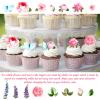 100Pcs Edible Flowers Cake Decorations - Wafer Paper Edible Flowers & Butterflies & Leaves Cupcake Toppers, Flower Cupcake Toppers for Wedding Birthday Baby Shower Party Cake Decorating view 2
