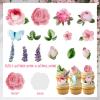 100Pcs Edible Flowers Cake Decorations - Wafer Paper Edible Flowers & Butterflies & Leaves Cupcake Toppers, Flower Cupcake Toppers for Wedding Birthday Baby Shower Party Cake Decorating view 3