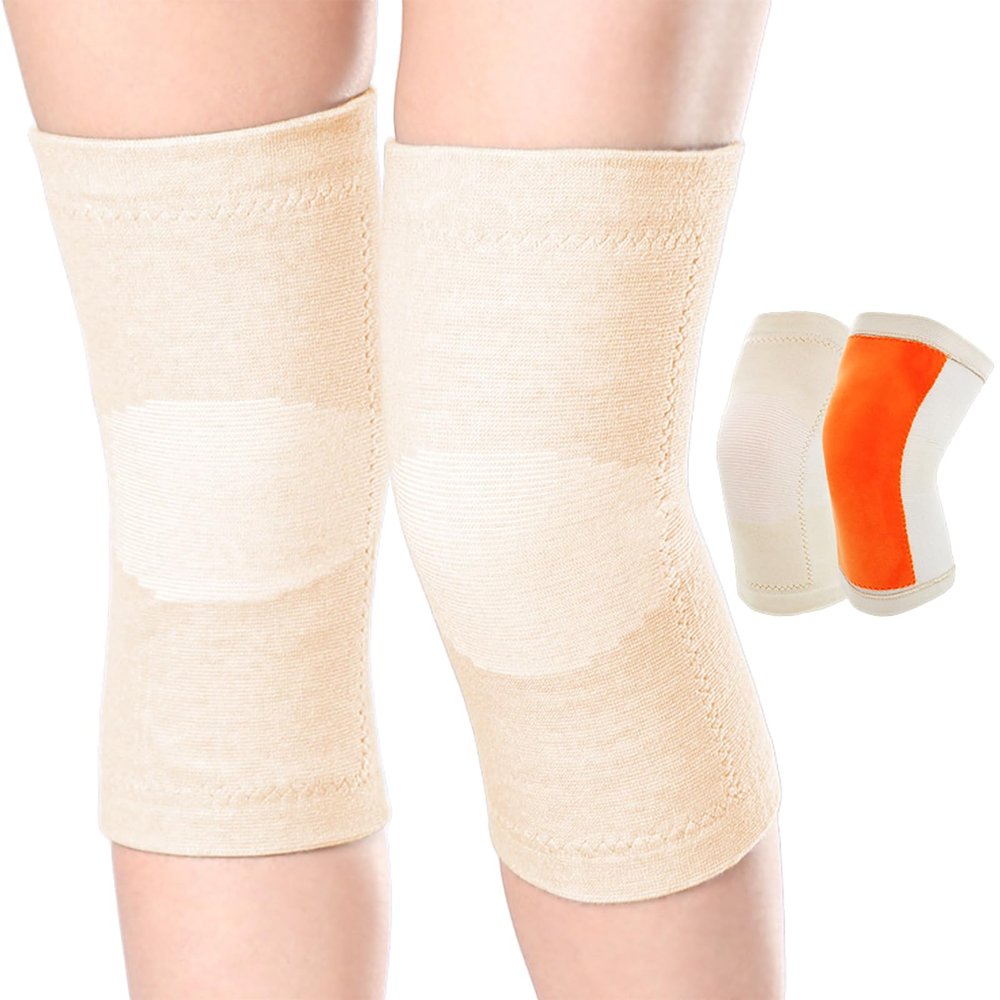 Thicken Knee Warmer with Fleece Lining Stretchy Anti-Slip Arthritic Knee Sleeves Knit Soft Thermal Knees Wrap Pad Leg Sleeve Night Sleep Knees Brace Support Band for Cold Pain Relief