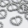 Summer-Ray 200pcs Acrylic Pearl Heart-Shaped Ribbon Sliders 17mm x 15mm Elegant Buckle for Wedding Decor, Gift Wrapping & DIY Crafts (Silver) view 1