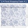RayofSun Blue Floral Wrapping Paper Roll 17 in x 16.5 ft Mini Roll Vintage Toile Flower Gift Wrap Paper for All Occasion Wedding Birthday Bridal Shower Party Baby Shower Women Men Mother Father view 2