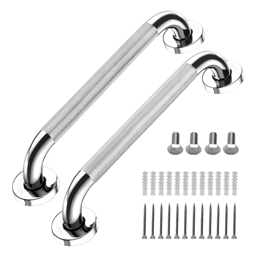 WEISUYUUS 2 Pack Sturdy Stainless Steel Anti Slip Grab Rod Rails Convenient for Bathroom and Shower 12Inch