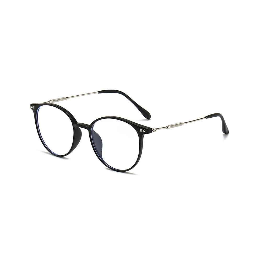 Jingyuton Fashion Myopia Distance Glasses For Men Women Blue Light Blocking Computer Nearsighted Glasses Oval Frame (Black, 4.5, Diopters)