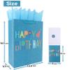 16.5" Extra Large Happy Birthday Gift Bag Set with Handles, Greeting Card, Blue Tissue Papers and Stickers for Boys Teens for Baby Shower, Kid's Birthday Party, Newborn, Cute Design, 1 Pcs view 2