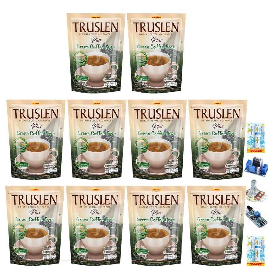 8 Sachets/Pack Truslen Instant Coffee Plus Green Bean Mix Powder Snack 8 in 1 Much Mellow Delicious Intense Good Shape Set 10 C434 By Thaigiftshop [Get Free Tomato Facial Mask]