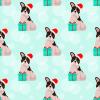 Cute Black and White French Bulldog Gift Wrap, Pied Dog Christmas Wrapping Paper, Puppy Themed Decoration (Blue Green, 30 foot x 29 inch roll) view 1