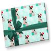 Cute Black and White French Bulldog Gift Wrap, Pied Dog Christmas Wrapping Paper, Puppy Themed Decoration (Blue Green, 30 foot x 29 inch roll) view 2
