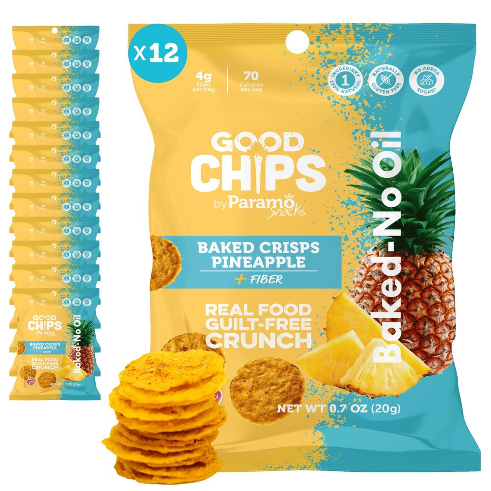 GOOD CHIPS! Baked Pineapple Crisps, 0.7 oz, Pack of 12