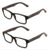 V.W.E. 2 Pairs of Wood Grain Printed Temple Arm Reading Glasses - Spring hinge men women readers (2 Grey, 2.25, x) view 1