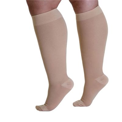 CHYLMAPHEN 1 Pair Calf Compression Sleeve 20-30mmhg Leg Warmer Stocking Elastic Socks Support Fatigue Relief for Men Women for Shin Splint Relief, Recovery, Running(Type1-Beige,L)
