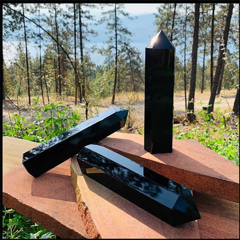 15-20 CM Big Size Reiki Natural Obsidian Point Crystal Polished Towers Wand Gifts 1pc