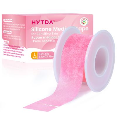 Silicone Medical Tape -1 in 1.5 yds (1 Roll) Waterproof Tape for Sensitive Skin Wound Care, Latex-Free, Painless Removal, Reusable for Gauze Pads and First Aid