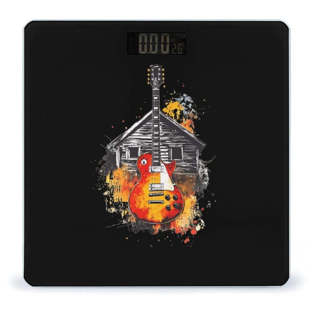 A Guitar House Fashion Digital Bathroom Slim Scale for Body Weight with Easy Read LCD
