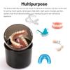 Denture Case with Strainer Basket & Brush, Denture Bath Cup for Full & Partial Dentures, Retainer & Mouth Guard Storage, Denture Soaking Container, Dental Bath Holder -Black view 2