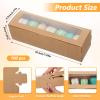 100 Pcs Macaron Boxes with Window Bakery Boxes Long Rectangle Treat Containers for Cookies, Donuts, Pastry, Cookies, Chocolate Covered Strawberry, Brown view 2