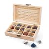 15-Piece Healing Metal Ore Crystal Set Natural Mineral Energy Stones in Wooden Box for Mindfulness, Meditation & Stress Relief view 2