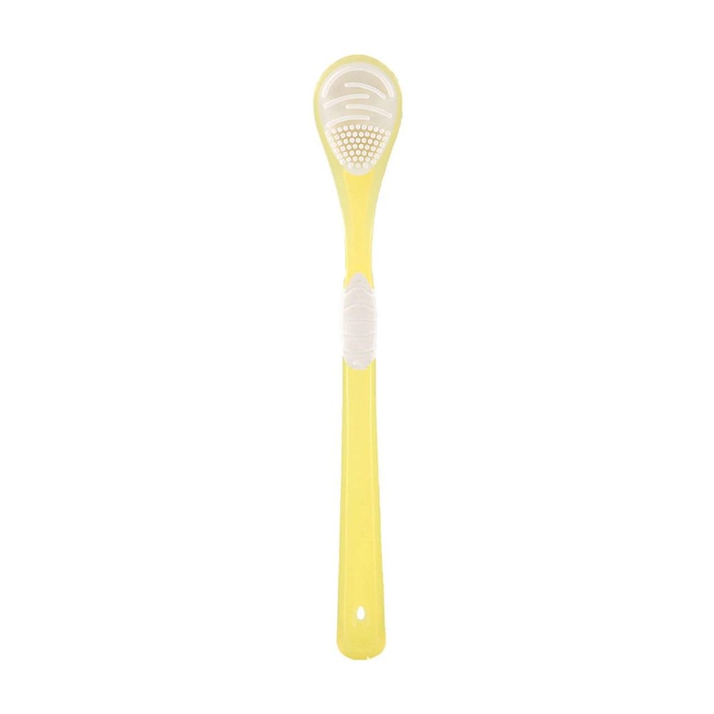 NSKQUFDNFKA Manual Toothbrush Double Side Tongue Cleaner Brush for Tongue Cleaning Care Tool Silicone Tongue Scraper Toothbrush Fresh Breath Brush(Yellow)