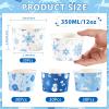 120 Pcs Winter Blue Ice Cream Cups 12 oz Disposable Snowflake Snowman Elk Gift Paper Dessert Snack Bowls Winter Food Yogurt Containers for Hot or Cold Food Soup Candies Xmas Holiday Party Supplies view 2