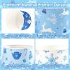 120 Pcs Winter Blue Ice Cream Cups 12 oz Disposable Snowflake Snowman Elk Gift Paper Dessert Snack Bowls Winter Food Yogurt Containers for Hot or Cold Food Soup Candies Xmas Holiday Party Supplies view 3