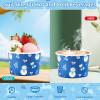 120 Pcs Winter Blue Ice Cream Cups 12 oz Disposable Snowflake Snowman Elk Gift Paper Dessert Snack Bowls Winter Food Yogurt Containers for Hot or Cold Food Soup Candies Xmas Holiday Party Supplies view 4