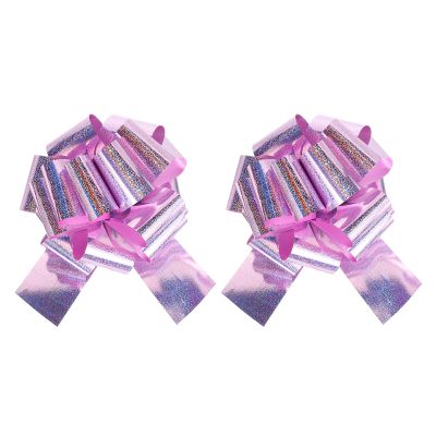 MECCANIXITY 12 Inch Giant Large Pull Bow 2 Pcs Big Glitter Metallic Car Bows Ribbon for Wedding Presents Gift Wrapping Christmas, Rose Gold