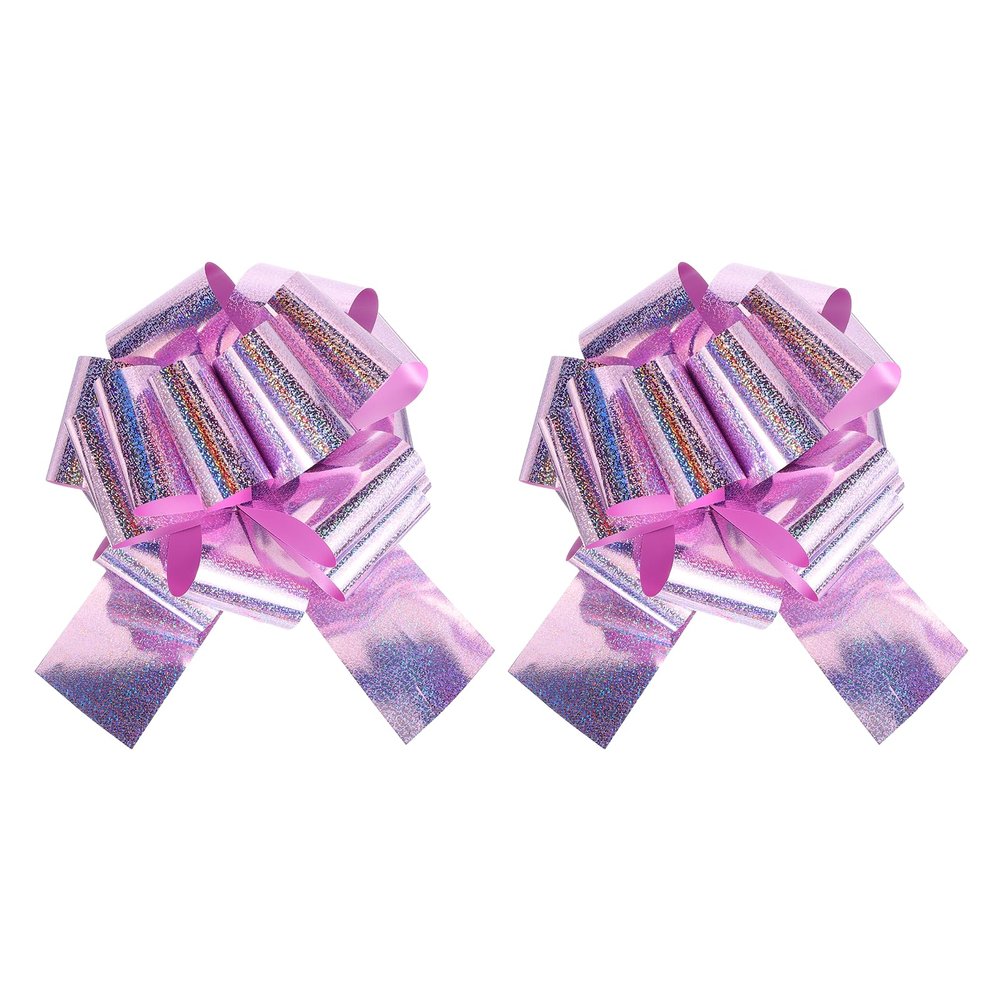 MECCANIXITY 12 Inch Giant Large Pull Bow 2 Pcs Big Glitter Metallic Car Bows Ribbon for Wedding Presents Gift Wrapping Christmas, Rose Gold