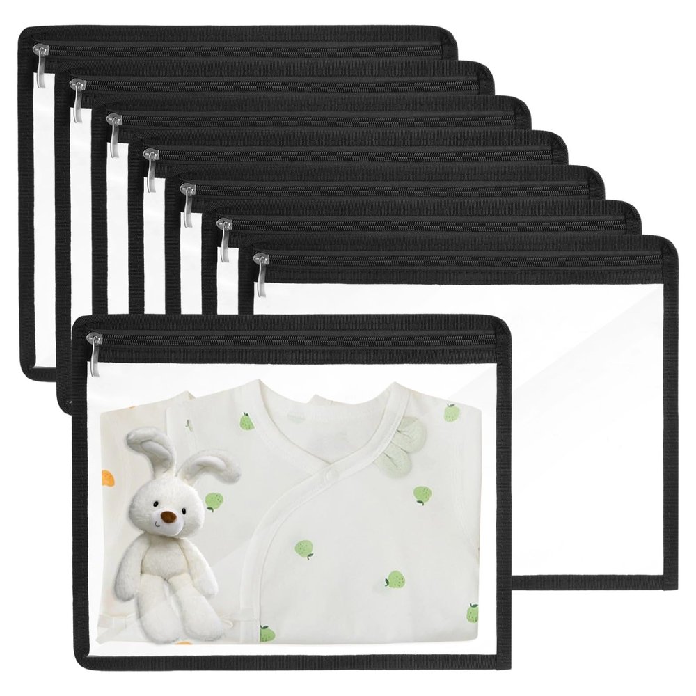 8 Pcs Transparent Zipper Bags, 13X10.4 Pvc Storage Pouches, Waterproof Toiletry & Makeup Organizers, Clear Travel & Office File Bags
