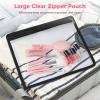 8 Pcs Transparent Zipper Bags, 13X10.4 Pvc Storage Pouches, Waterproof Toiletry & Makeup Organizers, Clear Travel & Office File Bags view 3