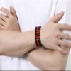XIANNVXI Red Bead Bracelet for Mens Beaded Bracelet Set 3PC Natural Stone Bracelets for Men Black Obsidian Red Stone Lava Rock Stretch 8mm Beads Bracelets for Men view 2