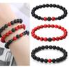 XIANNVXI Red Bead Bracelet for Mens Beaded Bracelet Set 3PC Natural Stone Bracelets for Men Black Obsidian Red Stone Lava Rock Stretch 8mm Beads Bracelets for Men view 3