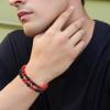 XIANNVXI Red Bead Bracelet for Mens Beaded Bracelet Set 3PC Natural Stone Bracelets for Men Black Obsidian Red Stone Lava Rock Stretch 8mm Beads Bracelets for Men view 4