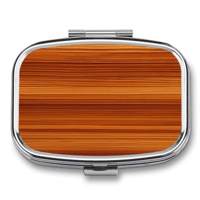 Wood Grain Pill Case with 2 Compartment, Pill Organizer Portable Square Pill Box,Vitamin Pill Organizer for Pocket Purse and Travel