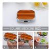 Wood Grain Pill Case with 2 Compartment, Pill Organizer Portable Square Pill Box,Vitamin Pill Organizer for Pocket Purse and Travel view 4